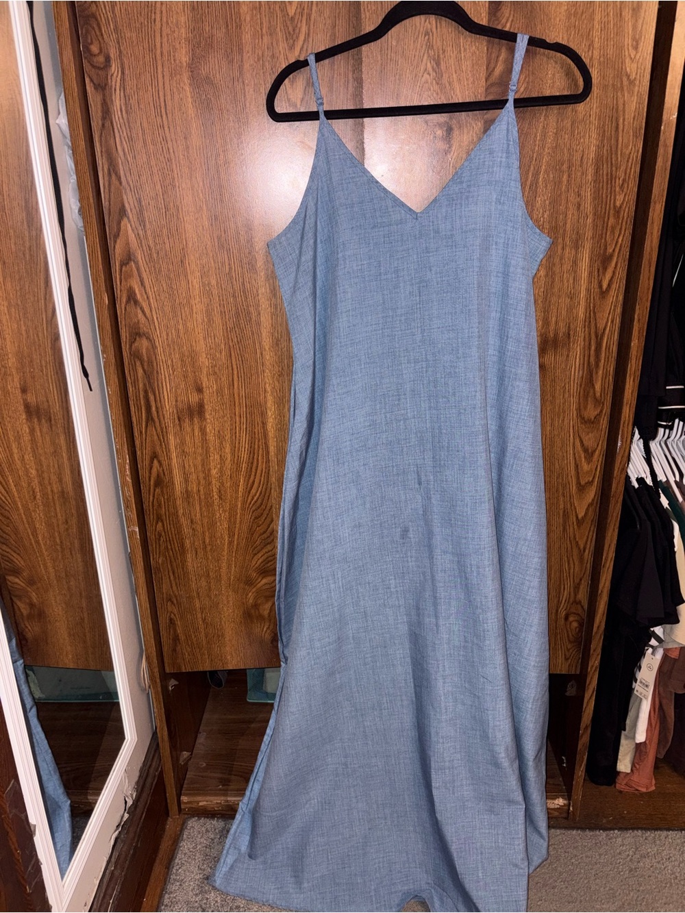 SHEIN Light Blue Maxi Slip Dress with V-Neck